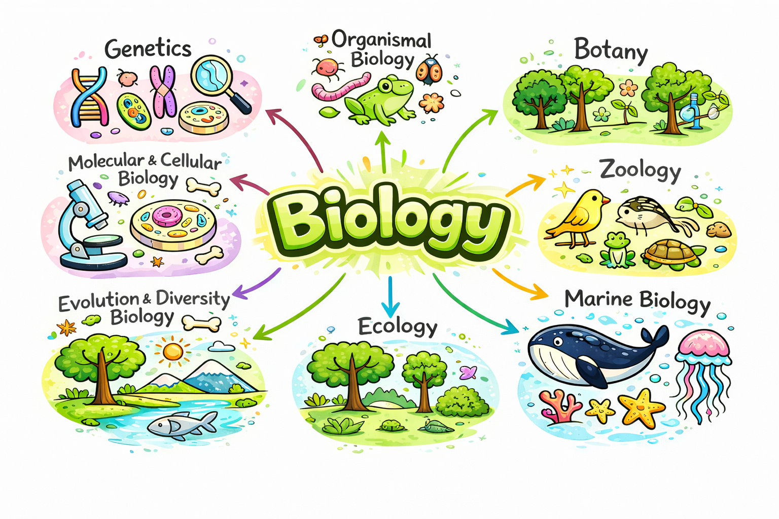 image with different branches of biology